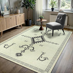 GLN Rugs Contemporary Collection - Machine Washable Area Rug, Contemporary Washable, Non Slip, Low Pile Chenille Rug, Living Room, Bedroom, Kitchen Rug (9' x 12' Cream/Anthracite)