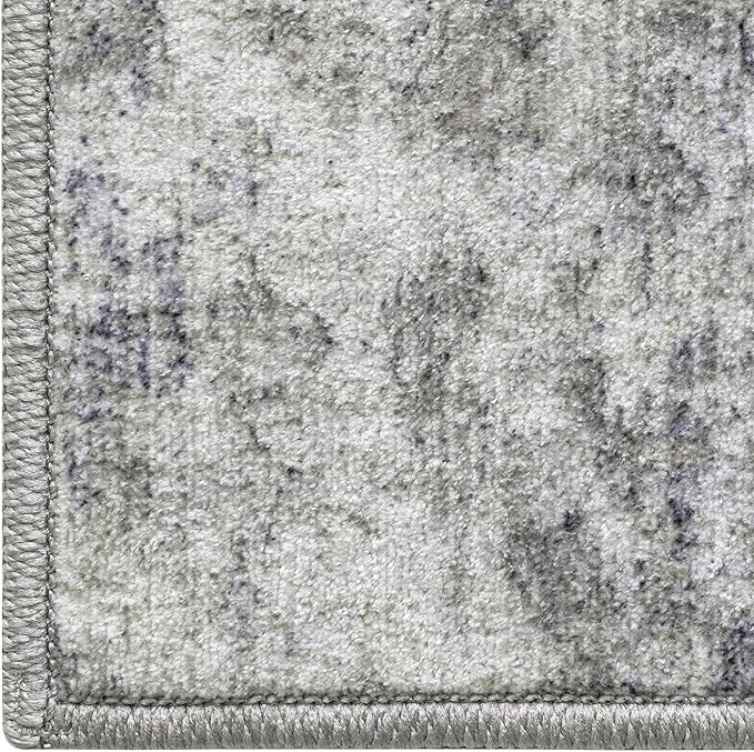 DEXI 9x12 Area Rug for Living Room, Modern Abstract Thin Washable Rug Indoor Floor, Non Slip Stain Resistant Low Pile Carpet for Dining Room Bedroom Office, Blue