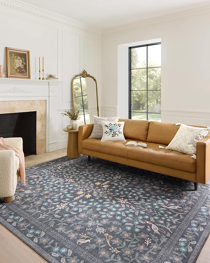 Loloi Rifle Paper Co. Maison Collection MAO-01 Nightingale Black 3'-9" x 5'-6", .19" Pile Height, Accent Rug