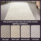 Well Woven Custom Size Hallway Stair Runner - Choose Your Length - 27 Inches Wide x 8 Feet Long Runner (27" x 8' Runner) Rug - Ivory Relajo Soft Touch, Modern Geometric - Hi-Lo Pile