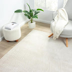 Abani Neutral Beige Area Rug 6' Round for Living Room, Bedroom - Zen Reiki Circles Pattern - Durable & Easy to Clean