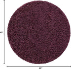 Unique Loom Solid Shag Collection Area Rug (4' 1" Round, Eggplant Purple)