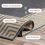 Nuloom Asha Dark Grey/Ivory, 2' x 8', Casual, Striped Border, Soft and Cozy, High Traffic, Stain Resistant, Easy Clean, Durable Runner for Indoor/Outdoor Patio, Deck, Porch, Garden, Courtyard
