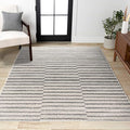 JONATHAN Y Lyla Offset Stripe Gray/Cream Indoor Area Rug, 8x10, Contemporary, Modern, Easy-Cleaning for Living Room, Bedroom, Kitchen, Pet Friendly, Non-Shedding (MOH204A-8)
