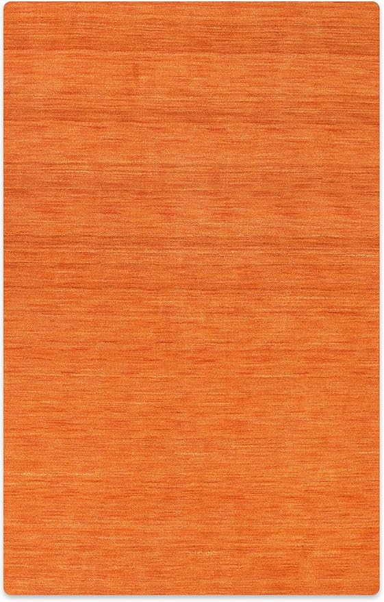 Rugsotic Carpets Hand Knotted Loom Wool ECO-Friendly Area Rugs - 5'7''x7'10'', Rectangle Shape, Orange, Solid, High Pile Thick Handmade Anti Skid Area Rugs for Living Room, Bed Room (L00111)