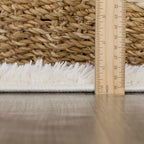 Hauteloom Tilos Moroccan Farmhouse Living Room Bedroom Nursery Shag Area Rug - Shaggy Carpet - Tiger Pattern - High Plush Pile - Light Grey, Beige, Cream - 5'3" x 7'