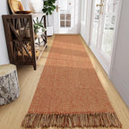 Collive Long Hallway Runner Rug 2.6' x 10', Washable Runner Indoor Entryway Rug, Terracotta Braided Woven Kitchen Runner Rugs Low-Profile Front Door Floor Carpet for Laundry Room Bedroom