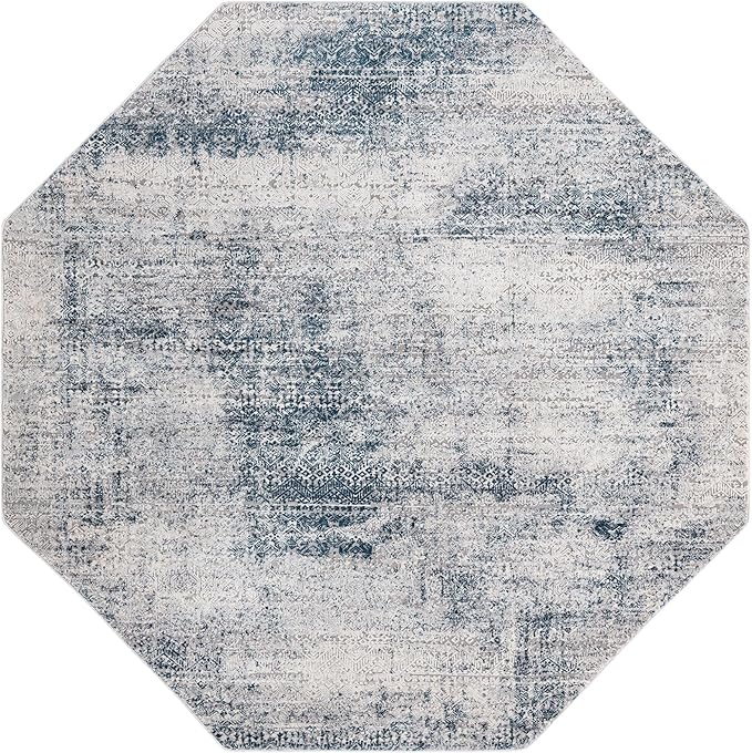 Unique Loom Finsbury Collection Area Rug - Sarah (7' 10" Octagon, Blue/ Ivory)