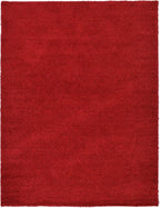 Unique Loom Solid Shag Collection Area Rug (9' x 12' 2" Rectangle Cherry Red)
