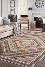 Keen Home Design 9x12 Rug - Machine Washable Area Rug with Non-Slip Backing, Ideal for Living Room, Dining Room, Bedroom - Vintage, Easy Clean, Durable, Low Pile Rug - (9' x 12')