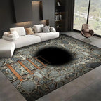 3D Deep Abyss Canyon Indoor Rug, 6x9ft, Stone Built Cave Wooden Ladder Carpet for Entryway, Durable Non-Shedding Pet Friendly Mats, Floor Decor Low Pile Easy Clean Rugs for Family