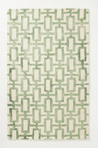 Hand-Tufted Wool Marengo Rug in Green – Modern Geometric Pattern Carpet for Living Room & Bedroom – Durable & Soft– 12 x 18