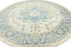 Unique Loom Salzburg Collection Classic Traditional Design Oriental Inspired Border Area Rug (8' 0 x 8' 0 Round, Beige/Blue)