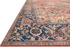 Loloi Layla Collection LAY-08 Red/Navy 7'-6" x 9'-6" .13" Thick Area Rug, Soft, Durable, Vintage Inspired, Distressed, Low Pile, Non-Shedding, Easy Clean, Printed, Living Room Rug
