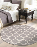 Rugs.com Lattice Collection Rug – 6 Ft Round Dark Gray Medium-Pile Rug Perfect for Kitchens, Dining Rooms
