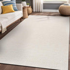Easy Jute Rugs 9x12 White Color Living Room Indoor Outdoor Area Rug for Patio Farmhouse and Kitchen Rug High Traffic Easy to Clean Washable Solid Boho Woven Design Outside Carpet (9 x 12)