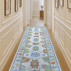 Fame Living Colorful Oushak Runner Rug, Modern Runners, Vintage, Turkish, Eclectic, Floral, Pastel, Washable, Long Runner Rugs for Hallway, Kitchen, Living Room, Bedroom, Kitchen, Bathroom, 2'5"x13'