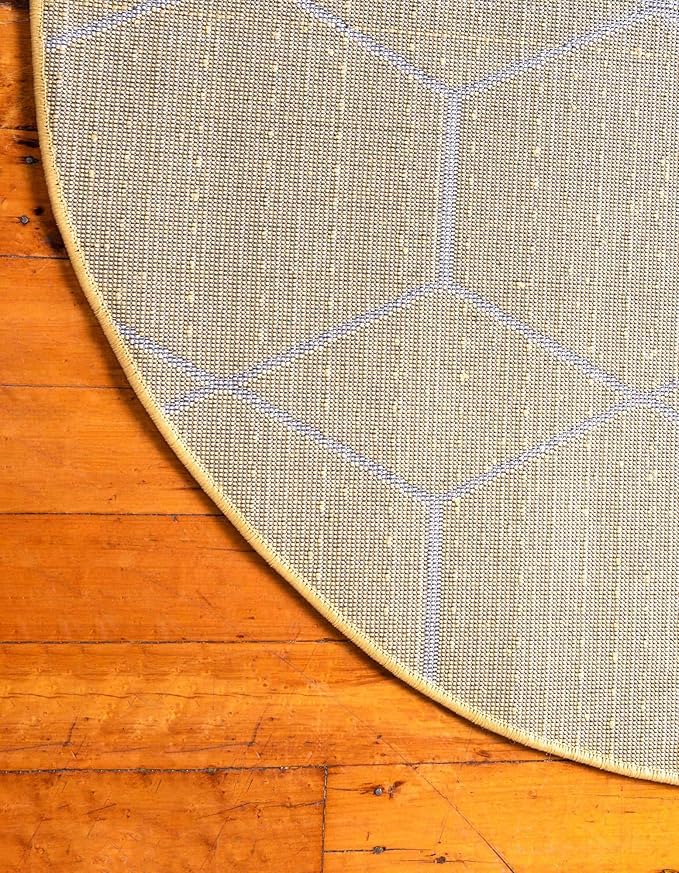 Unique Loom Trellis Frieze Collection Area Rug - Geometric (6' Round, Yellow/ Ivory)