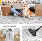 HUGEAR 2x3 Entryway Area Rug Vintage Grey Small Rug Machine Washable Door Mat Neutral Floral Low Pile Carpet Vacuumable Thin Throw Rug Entrance Kitchen Bathroom Bedroom Non Slip Lightweight