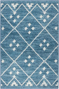 Dash & Albert Kota Indigo Machine Washable Rug, 7.5 X 9.5 Feet, Blue Geometric Pattern