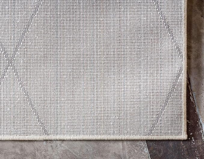 Unique Loom Trellis Frieze Collection Area Rug - Geometric (6' 1" x 9', Ivory/ Gray)