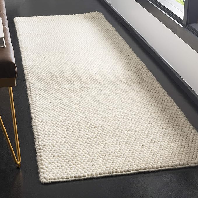 SAFAVIEH Natura Collection Runner Rug - 2' x 14', Ivory, Handmade Wool Blend, Textured Design, Ideal for Hallway, Bedroom, Foyer (NAT620A)