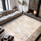 Rugshop Geometric Boho Perfect for high Traffic Areas of Your Living Room,Bedroom,Home Office,Kitchen Area Rug 7'10" x 10' Yellow