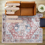 Washable Area Rug. Modern Farmhouse. Vintage. Turkish. Bohemian. Distressed. Oriental. Traditional. Rugs for Living Room. Dining. Bedroom. Office. Entryway. Foyer. (858RM, 7'5" x 9'8")