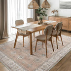 GENIMO 5x7 Area Rugs for Living Room, Machine Washable Non Slip Vintage Retro Rugs, Low Pile Lightweight Chenille Print Rug for Bedroom, Dining Room, Home Office, Salmon