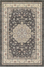 HUGEAR Entryway Machine Washable Area Rugs 2x3 Vintage Black Small Neutral Style Non Slip Stain Resistant Low Pile Throw Carpet for Hallway Kitchen Retro Aesthetic Modern Decor