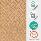 6ft Custom Cut Runner Rug for Indoor Entryway Foyer - Gold Tan | Non-Slip | Washable & Edge Bound