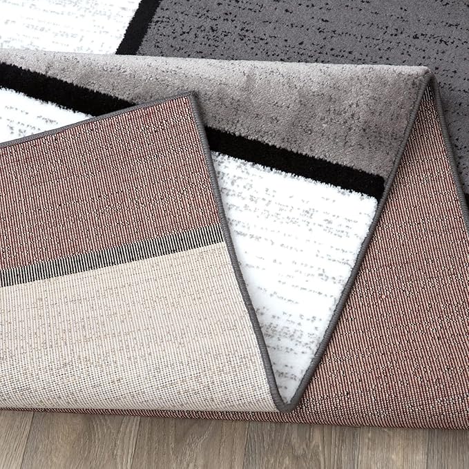 Rugshop Modern Geometric Boxes Red Area Rug, Carpet with Jute Backing for Hallway, Entryway, or Laundry Room, 2' x 7'2"