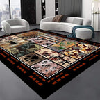 Rustic Cabin Area Rug 2x3ft, Animal & Moroccan Plaid Pattern Vintage Boho Carpet, Stain-Resistant Pet-Friendly & Non-Slip Low Pile for Living Room, Bedroom, Dining Room
