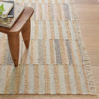 Dash and Albert Ravel Wool Area Rug - 2.5' x 8' Runner Blue Stripe Handwoven Accent Rug - Durable, Eco-Friendly, High Traffic Area Hallway, Living Room, Stairs