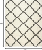 SAFAVIEH Dallas Shag Collection Area Rug - 10' x 14', Ivory & Dark Grey, Trellis Design, Non-Shedding & Easy Care, 1.5-inch Thick Ideal for High Traffic Areas in Living Room, Bedroom (SGD257H)
