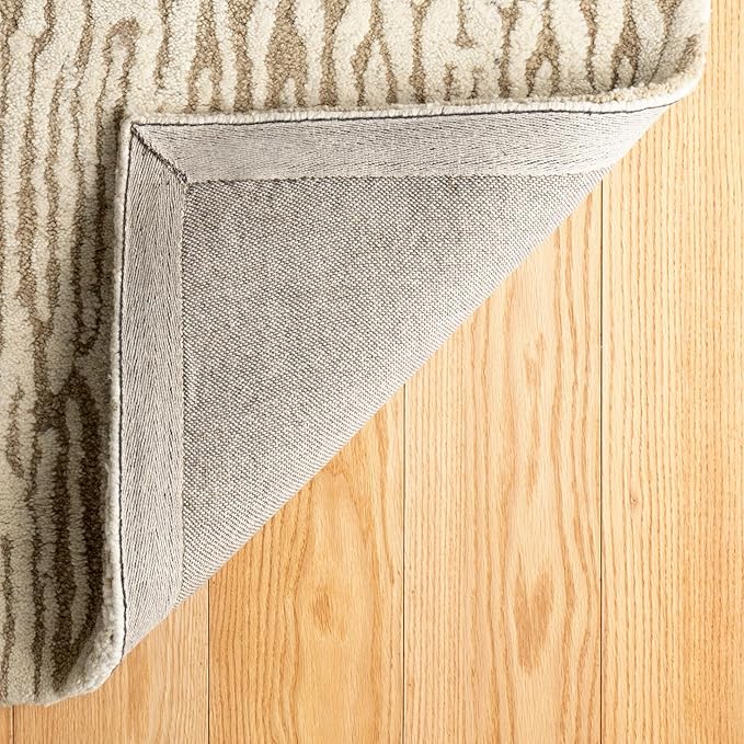 Dash & Albert Malone Oatmeal Hand Tufted Wool Rug, 6 X 9 Feet, Neutral Graphic Pattern - Premium Luxury Hotel Quality Soft Breathable Hypoallergenic Machine Washable Easy Care All Season