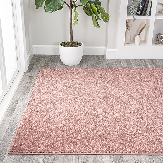 Eyely UES100P-6 Supersoft Haze Solid Low-Pile Indoor Area Rug, Coastal, Bohemian, Minimalist, Classic, Casual for Bedroom,Kitchen,Living Room,Non Shedding,Easy-Washing, Pink, 6 X 9
