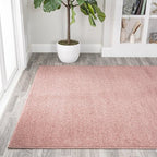 Eyely UES100P-8 Supersoft Haze Solid Low-Pile Indoor Area Rug Casual;Contemporary;Solid;Traditional, Bedroom, Kitchen, Living Room, Easy-Cleaning, Non-Shedding, 8 X 10, Pink