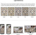 ReaLife Rugs Machine Washable Area Rug - Living Room Bedroom Bathroom Kitchen Entryway Office - Non Slip Low Pile Stain Resistant Premium - Boho Farmhouse Vintage - Joy - Brown Beige 4' Round