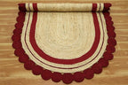 2.6x20 Oval Jute Runner – Flatweave Oval Kilim Rug, 0.27" Thick, Hand Braided Jute, Solid Red Beige, Handmade Boho Carpet for Hallway, Entryway, Indoor Outdoor Use