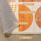 MUJOO 8x10 Area Rugs,Washable Rugs for Living Room Bedroom,Boho Large Throw Floor Carpet Non Slip Soft Modern Abstract Bohemian Orange