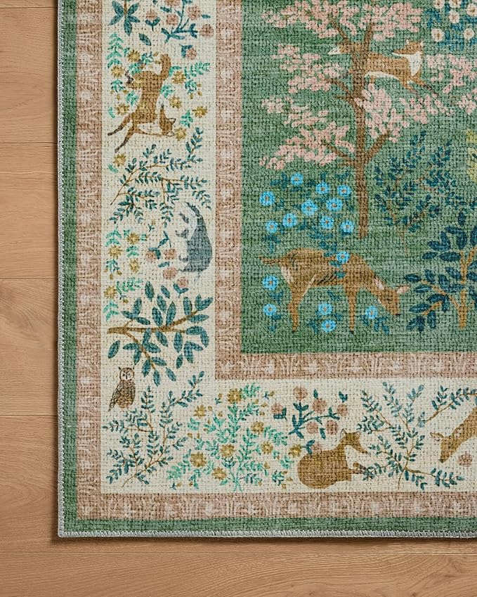Loloi Rifle Paper Co. Canopy Collection CNP-02 Sage/Blush 7'-6" x 9'-6" Area Rug