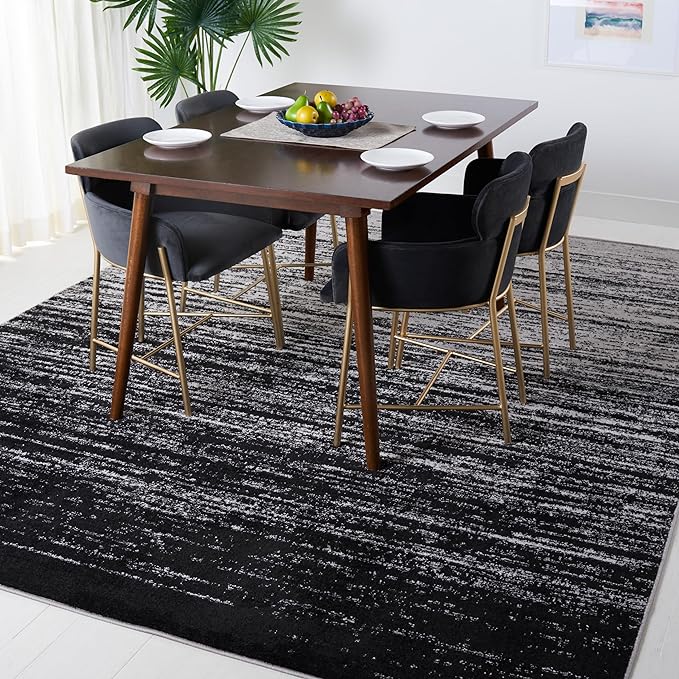 SAFAVIEH Area Rug 9x12 - Adirondack Collection - Large - Silver & Black, Modern Ombre Design, Non Shedding & Easy to Clean, Ideal for Living Room, Bedroom, Office, Dining Space (ADR113A)