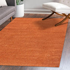 Eyely UES100M-5 Supersoft Haze Solid Low-Pile Indoor Area Rug Casual;Contemporary;Solid;Traditional, Bedroom, Kitchen, Living Room, Easy-Cleaning, Non-Shedding, 5 X 8, Orange