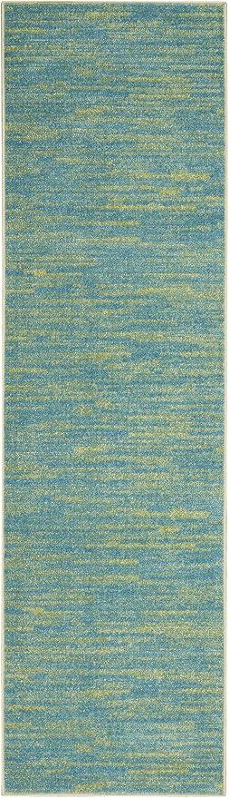 Nourison Home Nourison Essentials Blue Green 2' x 6' Area Rug - Easy Clean, Non Shedding, Bed Room, Living Room, Dining Room, Kitchen (6' Runner)