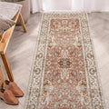 Deerly Vintage Runner Rug 3x7 Runner Rugs for Hallway Non-Slip Kitchen Runner Rug with Rubber Backing Washable Rug Runner for Bedroom Distressed Brick Red