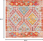 SAFAVIEH Madison Collection Area Rug - 6'7" Square, Rust & Pink, Boho Diamond Distressed Design, Non-Shedding & Easy Care, Ideal for High Traffic Areas in Living Room, Bedroom (MAD418Q)