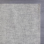 CAMILSON Indoor and Outdoor Runner Rug Gray Solid Boho Woven Design Easy-Cleaning Non Shedding Farmhouse Living Room Bedroom Garden Patio and Kitchen Washable Outside Carpet Alfombras (2x7)