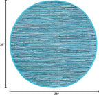 SAFAVIEH Rag Rug, Collection Area Rug - 3' Round, Blue & Multi, Handmade Boho Stripe Cotton, Ideal for High Traffic Areas in Living Room, Bedroom (RAR121B)