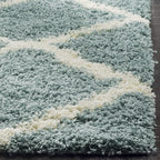 SAFAVIEH Dallas Shag Collection Area Rug - 8' Square, Seafoam & Ivory, Trellis Design, Non-Shedding & Easy Care, 1.5-inch Thick Ideal for High Traffic Areas in Living Room, Bedroom (SGD257C)